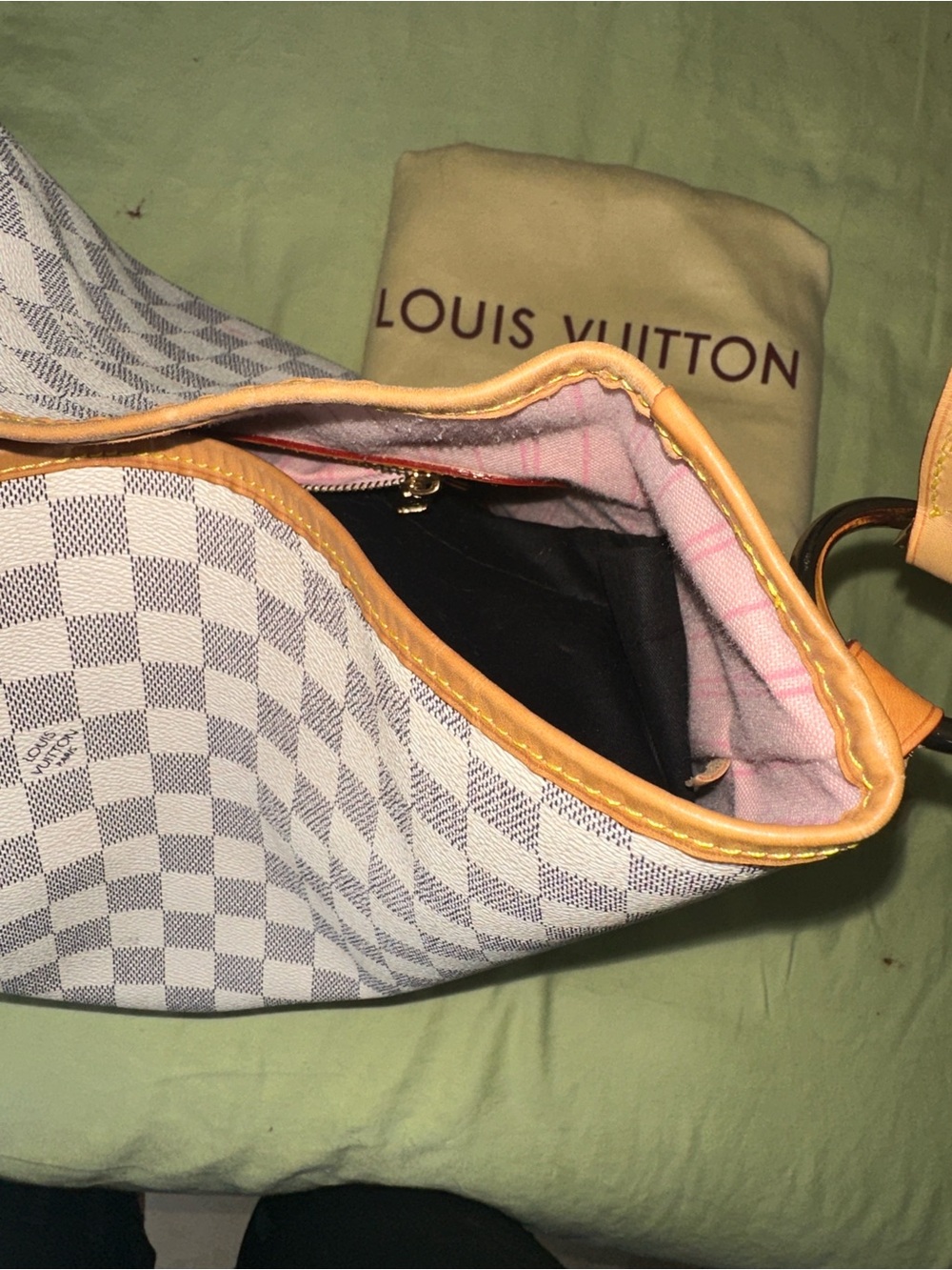 Louis Vuitton Damier Azur Canvas Shoulder Bag with Tan Trim - Picture 9 of 12